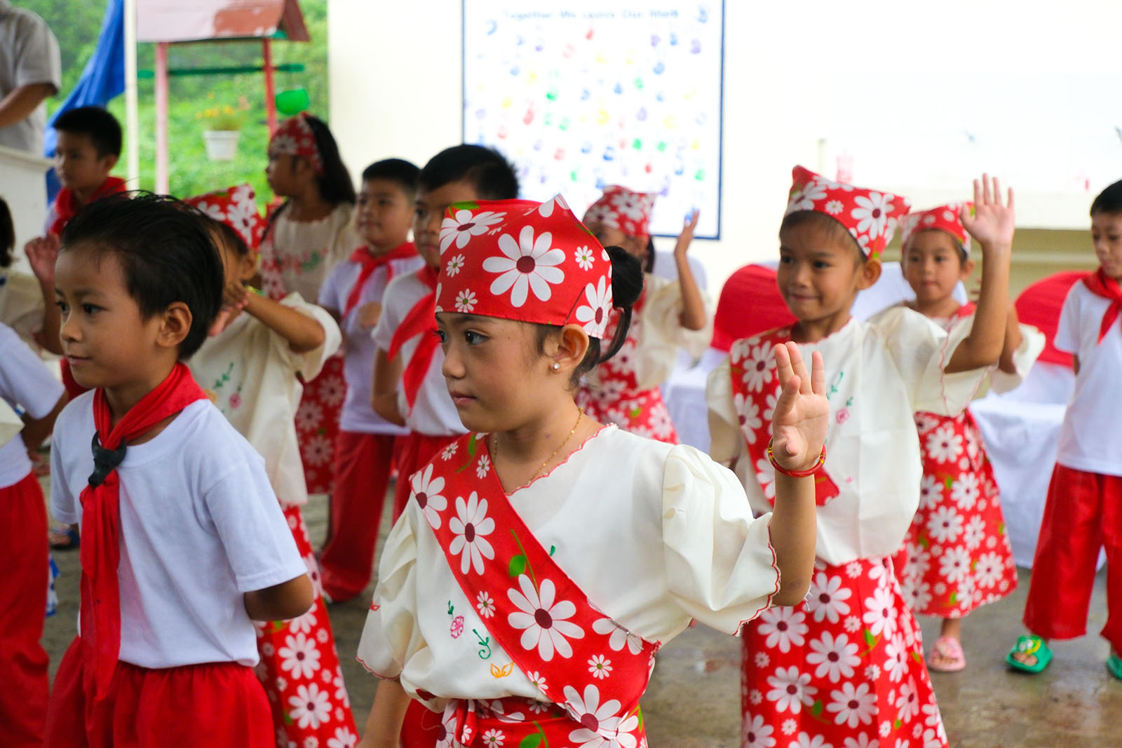 Students performing a traditional Filipino folk dance
